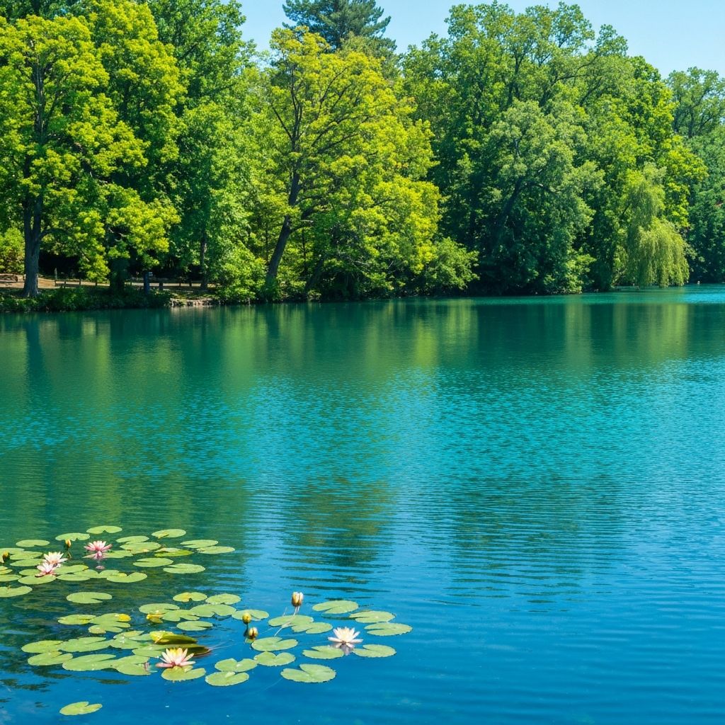 Colorful Lake Tree Scenic View